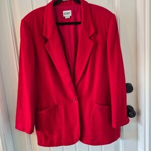Vintage Koret Red Wool Blazer Womens 16 Lined Jacket Classic Retro